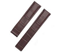 SLCHJX Bracelet de montre en cuir véritable pour bracelet de poignet Blue Black Brown Bracelet 19 mm 20 mm 22 mm avec bracelets en cuir pliable, Marron sans fermoir, 19mm