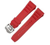 SLCHJX Bracelet de montre en silicone en caoutchouc pour la série Richard Mille RM011 Accessoires de bracelet en silicone Bracelet pour homme 25-20 mm, Rouge, 25mm Silver buckle