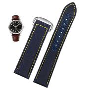 SLCHJX Bracelet de montre en toile de 19 mm 20 mm pour Omega Seamaster 300 Speedmaster AT150 Bracelet de montre en cuir et nylon pour homme Bleu Noir, 20 mm