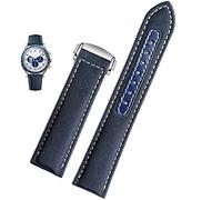 SLCHJX Bracelet de montre en toile de 19 mm 20 mm pour Omega Seamaster 300 Speedmaster AT150 Bracelet de montre en cuir et nylon pour homme Bleu Noir, 20 mm