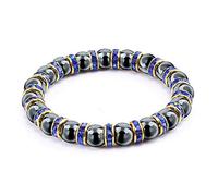 SLCHJX Bracelet de perles d'hématite classique pour hommes et femmes, perles de yoga noires, mantra, prière, bracelet de bouddha pour femmes et hommes, bijoux 20 cm, perceuse bleue