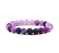 SLCHJX Bracelet de pierre de roche de lave noire Distance des bracelets en perles onyx pour les femmes