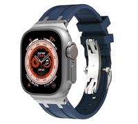 SLCHJX Bracelet en caoutchouc pour montre Ultra 49 mm, bleu - argent, 38/40/41mm