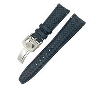 SLCHJX Bracelet en cuir de vachette pour IWC Portugieser Pilot IW394005 IW3777 Bracelet de montre en cuir véritable tissé bleu 20 mm 21 mm 22 mm, 21mm