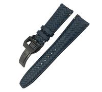 SLCHJX Bracelet en cuir de vachette pour IWC Portugieser Pilot IW394005 IW3777 Bracelet de montre en cuir véritable tissé bleu 20 mm 21 mm 22 mm, 22mm