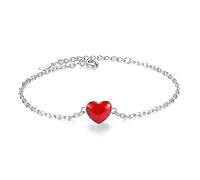 SLCHJX Bracelet porte-bonheur Double cœur pêche, créatif, chaîne croisée pour femme, amour 16 + 4cm