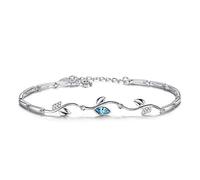 SLCHJX Bracelet porte-bonheur en feuille de cristal bleu pour femme, classique, pour la saint-valentin