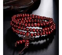 SLCHJX Bracelets de prière Bouddhiste en Bois de Santal Naturel, Perle de prière Mala 108, Perles Extensibles de 6Mm, Bracelets et Bracelets pour Hommes et Femmes, Bijoux Rouge