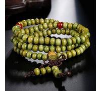 SLCHJX Bracelets de prière bouddhistes en bois de santal naturel, perle de prière Mala 108 perles 6Mm extensibles pour femmes et hommes, bijoux vert