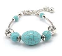 SLCHJX Bracelets et Bracelets en pierre naturelle ovale pour femmes, Style Simple, fleurs sculptées, 3 grandes déclarations, bijoux bohème