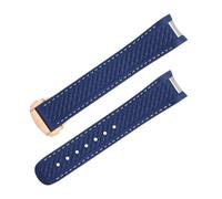 SLCHJX Caoutchouc fluorique à extrémité incurvée pour montre Santa Omega marin 300 Aqua Terra AT150 8900, Bleu 8, 20