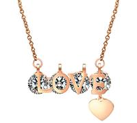 SLCHJX Gift de la Saint-Valentin Titanium Steel Love Heart Pendant Collier Jewelry CZ Stone Crystal Colliers For Woman