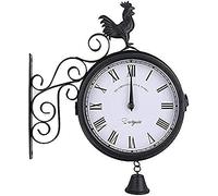SLCHJX Horloge Murale à Double Facette rétro Murale Jardin intérieur extérieur Robuste et Pas Facilement endommagé Facile à Lire