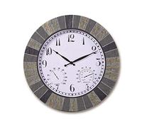 SLCHJX Horloge Murale horloges de Jardin extérieures étanches, Grandes avec température et humidité horloges extérieures pour Le Jardin à l'épreuve d'humidité Murale et Horloge extérieure à