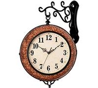 SLCHJX Horloges murales Horloge Ronde de Style Vintage Double Face avec parallèle côté Mural Mount de Style européen décoration décoration intérieure