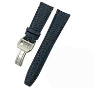 SLCHJX IWC Portugieser Big Pilot IW377714 IW394005 Bracelet en cuir de vachette de qualité supérieure Bleu 20 mm 21 mm 22 mm, Bleu/boucle argentée, 22mm