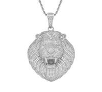 SLCHJX Lion Head Pendant Men Ins Style Collier personnalisé Collier punk avec zircon bijoux léger Cadeau d'anniversaire de luxe
