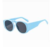 SLCHJX Lunettes de soleil ovales à larges jambes épaisses pour femmes avec protection UV, bleu ciel