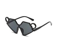 SLCHJX Lunettes de soleil pour enfants motif dessin animé triangle deux cercles personnalité lunettes de soleil hommes et femmes trésor enfants petites oreilles lunettes (rouge), tout noir