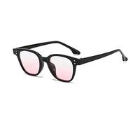 SLCHJX Lunettes de soleil rétro avec dégradé de couleur rose poudré - Protection UV - Pour homme et femme, Paillettes de fard à joues avec cadre noir