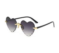 SLCHJX Lunettes de soleil sans monture en forme de cœur avec bords coupés UV400 pour femme (haut violet, bas jaune)