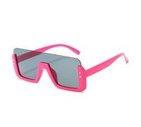 SLCHJX Lunettes de soleil tendance monobloc pour enfants, demi-cadre, résistantes aux UV, pour garçons et filles, Cadre rose rouge flocons gris