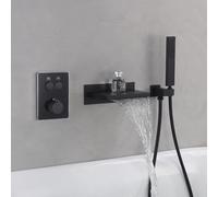 SLCHJX Mélangeur de Douche de Bain thermostatique TapPle Black Waterfall Bath Batch Taps Taps Baignoire Mural Batch Tapisseur avec Pomme de Douche