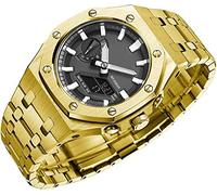 SLCHJX MOD KIT 5th Bands de montres en acier inoxydable pour GA2100 / 2110, accessoires de remplacement de lunette de montée en métal