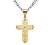 SLCHJX Nouveaux colliers croisés et pendentifs pour hommes titanium en acier or couleur mâle colliers pendents de prière bijoux ami cadeau