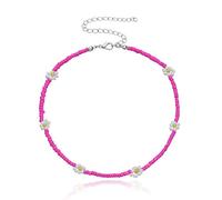 SLCHJX Nouvelle Corée Belle Daisy Fleurs Déclaration de charme de perle coloré Collier de tour de cou court pour femmes bijoux de vacances