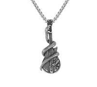 SLCHJX Pendentif de guitare masculin, collier pendentif en acier inoxydable de guitare vintage gothique, pendentif + chaîne 60cm