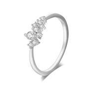 SLCHJX Ring en or silver silt simple ring ring avec le zircon cadeau de mariage de vacances à la Saint-Valentin