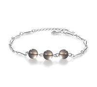 SLCHJX S925 Bracelet Natural Grey Agate Crystal Crystal Bel Bracelet Engagement Gift for Women