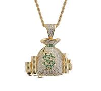 SLCHJX Symbole à dollar personnalisé Sac argent pendentif Punk Collier Christmas Ins Style For Men Collier Birthday Gift Bijoux