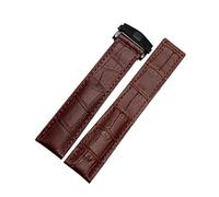 SLCHJX Véritable bande de montre à chute de vache pour Carrera Lincoln 19 mm 20 mm 22 mm brun noir pliage de boucle de boucle