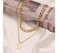 SLCHJX Vintage Multi-coureed verrou sur Perle Perle Round Pendants Pendants Colliers pour Femmes Bohemia Gold Key Heart Long Bijoux