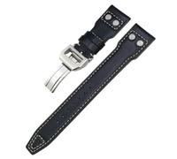 SLCHJX Vraie en cuir réel veau de veau de veau de peau 20 mm 21 mm 22 mm pour IWC Big Pilot Spitfire Top Gun IW5009 IW3777 RIVETS COWHIDE WORD STRAP TOLL