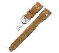 SLCHJX Vraie en cuir réel veau de veau de veau de peau 20 mm 21 mm 22 mm pour IWC Big Pilot Spitfire Top Gun IW5009 IW3777 RIVETS COWHIDE WORD STRAP TOLL