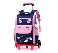 SLCSL Sac à Dos à Roulettes pour Enfants,16 Pouces 6 Roues Légers Sac a Roulette Fille Primaire,Cadeaux Scolaire Trolley Bag Fille Garcon Sac à Dos