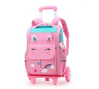 SLCSL Sac à Dos à Roulettes pour Enfants,16 Pouces Gros roue Légers Sac a Roulette Fille Primaire,Cadeaux Scolaire Trolley Bag Fille Garcon Sac à Dos