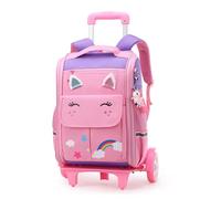 SLCSL Sac à Dos à Roulettes pour Enfants,16 Pouces Gros roue Légers Sac a Roulette Fille Primaire,Cadeaux Scolaire Trolley Bag Fille Garcon Sac à Dos