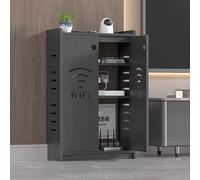 SLCXDPAT Armoire de Rangement pour Routeur WiFi avec Étagères Réglables, Boîte de Rangement, Cache Box avec Ventilation et Gestion des Câbles, pour La Maison Et Le Bureau(Gray,Medium)