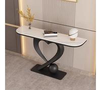 SLCXDPAT Table Console Meuble, Table D'entrée Étroite, Pied en Métal en Forme de Cœur, Style Moderne, pour Salon, Couloir, Entrée, Foyer(Black and White,120cm/47.2in)