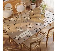SLDAGe Nappe de Table en Vinyle,Film de Protection en PVC,Nappe en Plastique Rectangle Imperméable,Nappe Transparente à Motifs Floraux pour Camping/Fête/Pique-Nique,Facile à Nettoyer,70x130cm