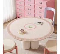 SLDAGe Nappe Impermeable en Cuir Premium,Nappe Anti Tache de Cuisine,Nappe Table Ronde Durable,Nappe de Table de Printemps élégante pour Terrasse,Fête de Jardin,Pâques,Pique Nique,Rose,55cm