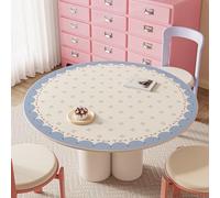 SLDAGe Nappe Impermeable en Cuir Premium,Nappe Anti Tache de Cuisine,Nappe Table Ronde Durable,Nappe de Table de Printemps élégante pour Terrasse,Fête de Jardin,Pâques,Pique Nique,Bleu,130cm