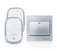 SLDAGe Sonnette Extérieure sans Fil Kit,300m Sonnette Connectée sans Fil Longue Portée avec 2 Récepteurs,IP55 Kit de Carillon Résistant à l'eau et Aux Intempéries,36 Mélodies,4 de Volume,Argent