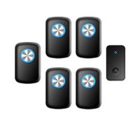 SLDAGe Sonnette sans Fil, 150M Sonnette LED de Porte sans Fil Auto-alimentée, IP68 Étanche Carillon Electronique, Kit de Carillon avec Récepteurs Enfichables,60 Mélodies 5 Niveaux Volumes,Noir,1 V 5
