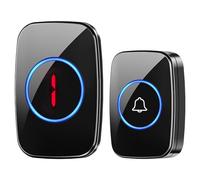 SLDAGe Sonnette sans Fil,Carillon De Porte Étanche Jusqu'à 300 Mètres De Portée,Carillons Et Sonnettes avec 3 Boutons,LED Affichage Numérique Et 60 Mélodies À 5 Volume,Noir,1 in 1