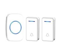 SLDAGe Sonnette sans Fil et sans Pile Écologique Extérieur Étanche IP 65 Neige Pluie - 2 Émetteur Longue portée - 1 Carillons Format - Récepteur enfichable - 5 Niveaux de Volume - 60 Mélodies,Blanc